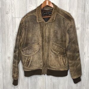 Wear Me Out Vintage Leather Bomber Jacket Size 42